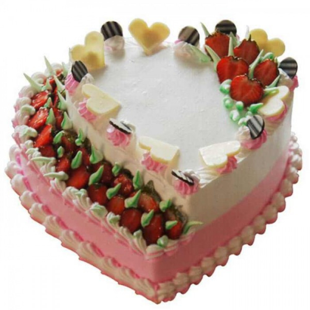 Send double heart chocolate flavor cake online by GiftJaipur in Rajasthan