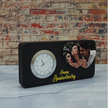 Happy Anniversary Clock Table Top with Photo