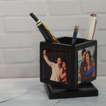 Personalized Black Pen Stand and Accessories Holder