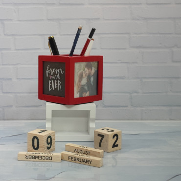 Personalized Red Pen Stand and Accessories Holder