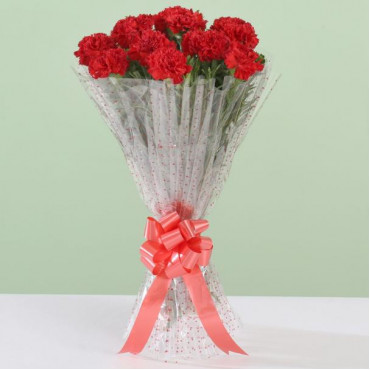 12 Glorious Red Carnations Bouquet