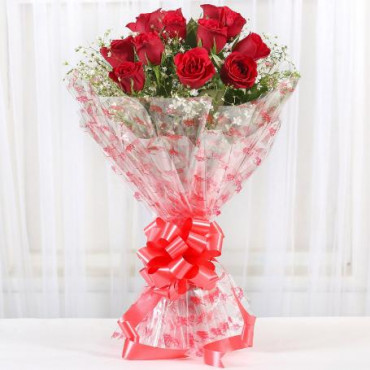 12 Red Velvety Roses Bouquet