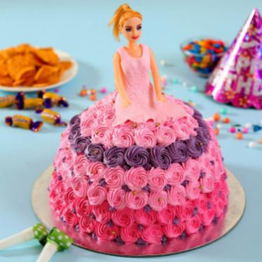 Barbie in Floral Roses Cake