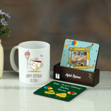 Birthday Themed Personalized Mug & Tea Coaster Set