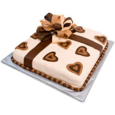 Bow & Hearts Fondant Cake