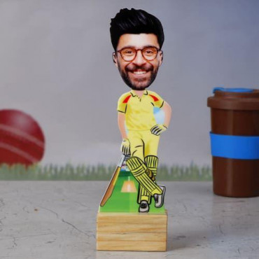 CSK Cricket Fan Personalized Caricature Stand