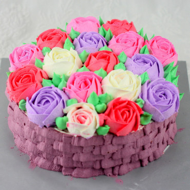Colourful Flowers Chocolate Cake
