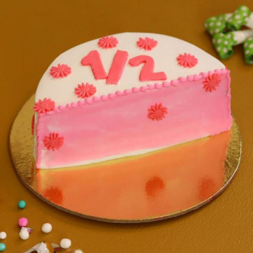 Cute Flowery Half Cake