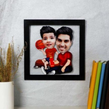 Dad And Son Personalized Caricature Photo Frame