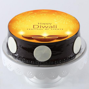 Diwali Diya Chocolate Photo Cake