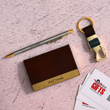 Engrave Pen and card and Metal Key Chain set
