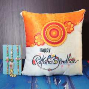 Set of 3 Lumba Rakhi With Customize Cushion
