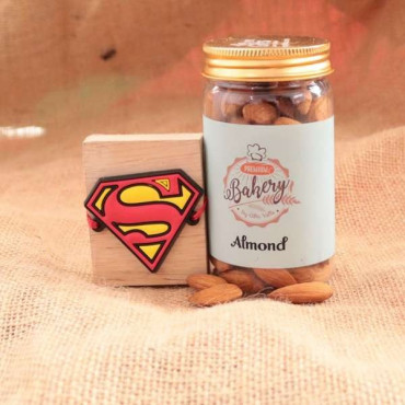Superman Logo Cartoon Rakhi With Almond