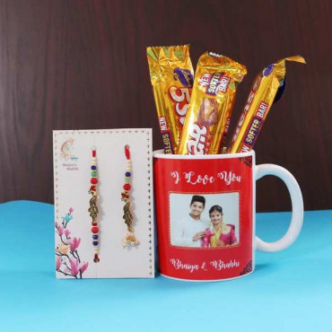 Set of 2 Lumba Rakhi With Customize Mug and Chocolate