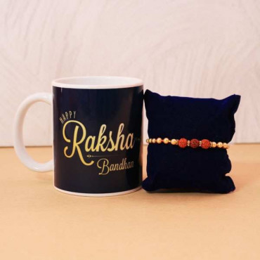 Rudraksha Rakhi with Customized Mug Online