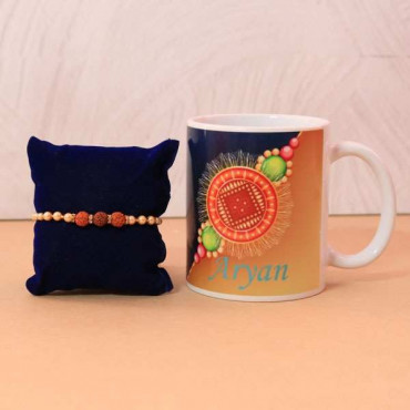 Send Rudraksha Rakhi with Personalized Mug Online