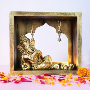 Decorative Reading Ganesha in Mandir