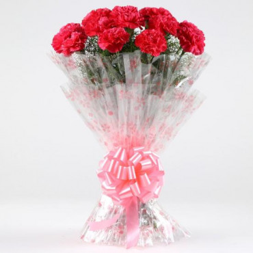 Graceful Love 18 Dark Pink Carnations Bouquet
