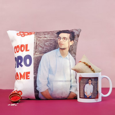 Personalised Cushion Mug N Rakhi