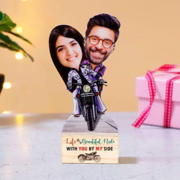 Personalized Adventure Ride Caricature with Wooden Stand