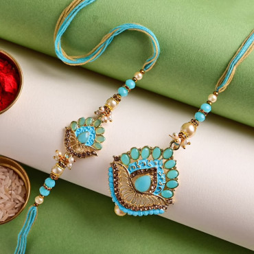 Royal Teal Couple Rakhi