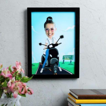 Scooter Girl Personalized Caricature Frame