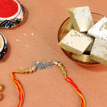 Sweetened Rakhi with Kaju Katli