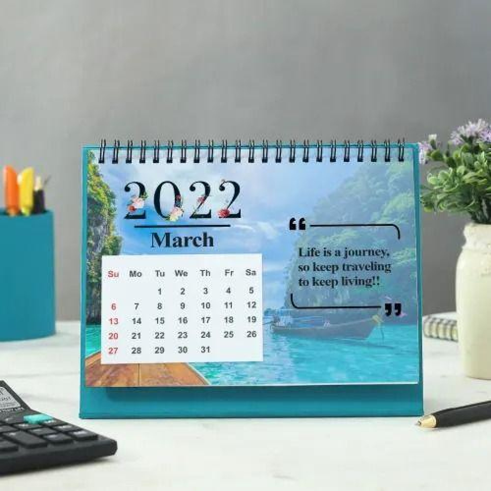 Travel Personalized Spiral 2022 Desk Calendar